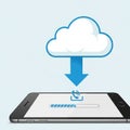 Symbolizing data transfer or software update. Cloud and arrow Royalty Free Stock Photo