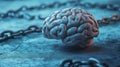 Symbolizing Fixed Mindset and Mental Resistance through a Brain Image Royalty Free Stock Photo