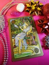 Symbolone card composition with white agate and pink chalcedony. Venus in Taurus Beloved.