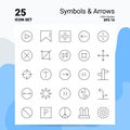 25 Symbols & Arrows Icon Set. 100% Editable EPS 10 Files. Business Logo Concept Ideas Line icon design Royalty Free Stock Photo