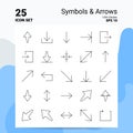 25 Symbols & Arrows Icon Set. 100% Editable EPS 10 Files. Business Logo Concept Ideas Line icon design Royalty Free Stock Photo