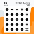 25 Symbols & Arrows Icon Set. 100% Editable EPS 10 Files. Business Logo Concept Ideas Solid Glyph icon design Royalty Free Stock Photo