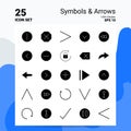 25 Symbols & Arrows Icon Set. 100% Editable EPS 10 Files. Business Logo Concept Ideas Solid Glyph icon design Royalty Free Stock Photo