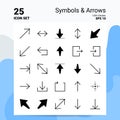 25 Symbols & Arrows Icon Set. 100% Editable EPS 10 Files. Business Logo Concept Ideas Solid Glyph icon design Royalty Free Stock Photo