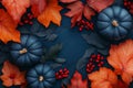 Symbols of autumn on a nature botanical background. Royalty Free Stock Photo