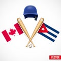 Symbols of Baseball team Canada and Cuba.