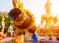 Symbols of Buddhism. South-Eastern Asia. Details of buddhist temple in Thailand.