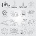 Symbols of Canada set of outline patterns Royalty Free Stock Photo