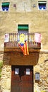 Symbols of Catalan separatism in Peratallada, Bajo AmpurdÃ¡n