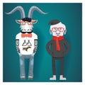 Symbols of Chinese New Year-goat and sheep in hipster clothes