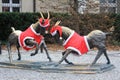 The symbols of the city of Poznan with the Xmas decorations