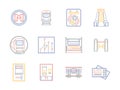 Public transportation flat color line icons Royalty Free Stock Photo