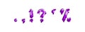 symbols dot, comma, question mark, exclamation point and percentage symbol. font design in paper cut style. vector