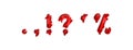 symbols dot, comma, question mark, exclamation point and percentage symbol. font design in paper cut style. vector