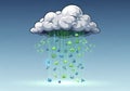 Symbols, fall from the cloud, symbolizing data transfer and cloud Royalty Free Stock Photo