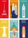 Symbols of Famous cities Royalty Free Stock Photo