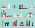 Symbols of famous cities. Royalty Free Stock Photo