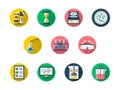 Forensic flat round icons set