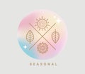 Symbols four seasons on fluid gradient background. Royalty Free Stock Photo