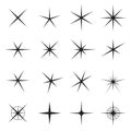 Symbols of glittering stars isolated on a white background