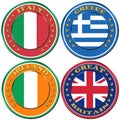 Symbols of Greece, Italy, Ireland, Great Britain