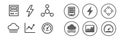 Symbols illustrating technology concepts including computing, data analysis, and cloud computing in a modern design Royalty Free Stock Photo