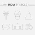 Symbols of India. Line icon. Characteristic icons