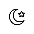 Symbols of Islam doodle icon, vector color line illustration