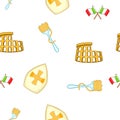 Symbols of Italy pattern, cartoon style