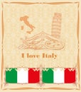 Symbols of Italy vintage card Royalty Free Stock Photo