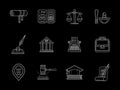 Juridical and legal flat line icons set