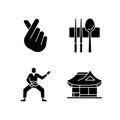 Symbols of Korea black glyph icons set on white space Royalty Free Stock Photo