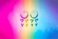 Symbols of the LGBT movement. Bright and life-affirming color palette of LGBT+ month and day. Gender equality poster