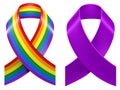 Symbols of LGBT rainbow Pride loop ribbon