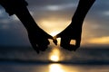 Symbols of love. silhouette Couple of man and woman hand holding