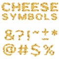 Symbols made of cheese in flat design