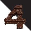 Symbols made of chocolate. number 4