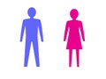 Symbols of male and female pink and blue.