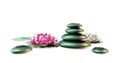 Balanced Pebbles and Lotus Blooms Royalty Free Stock Photo