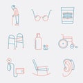 Symbols of Older People. Linear color icon. Vector.