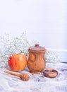 Symbols of rosh hashanah, apple and honey