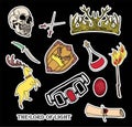 Symbols of the seven kingdoms. Magic stickers Royalty Free Stock Photo