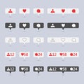 Symbols for social network. Notification icons social media notification. Template heart, comment, request in friend. Royalty Free Stock Photo