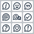 Symbols in speech bubbles icon set