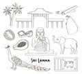 Symbols of Sri Lanka icons set