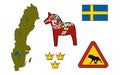 Symbols of Sweden icons Royalty Free Stock Photo