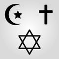 Symbols of the three world religions .Vector illustration