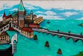 Symbols of Venice - Italy - Grafito on Public Wall, Street Art G
