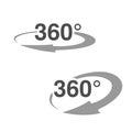 Symbols for virtual tour, oval labels with arrow and with text 360.