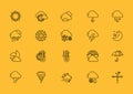 Symbols weather Set of Black Outline Icons Royalty Free Stock Photo